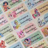 Waterproof Name Labels, Name Sticker, Character Labels, Disney Princess Pet Name Labels