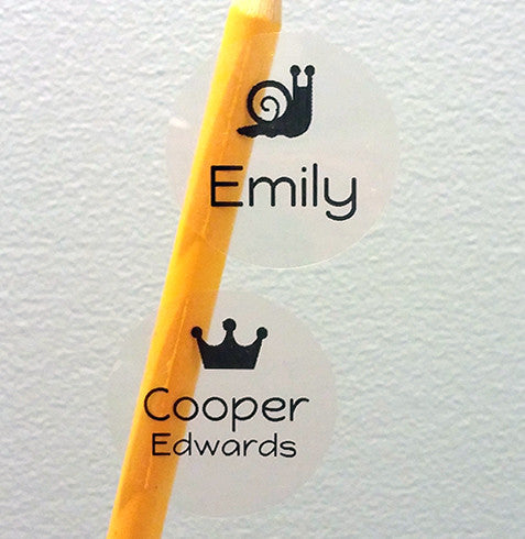 Clear Round Personalized Waterproof Name Labels $5.99, Rainbow Labels