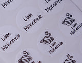 Waterproof Name Labels, Name Sticker, white labels, round labels,, School Labels
