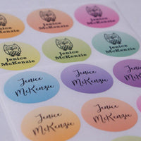 Gradation Glitter Rainbow Round Name Labels