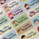 Waterproof Name Labels, Name Sticker, Character Labels, Happy Child Cute Name Labels