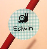 pattern round name stickers
