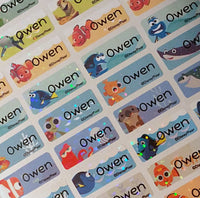 Waterproof Name Labels, Name Sticker, Character Labels, Disney Finding Dory Name Labels
