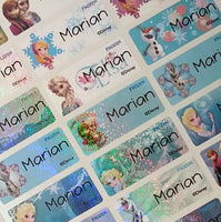 Waterproof Name Labels, Name Sticker, Character Labels, Disney Frozen Labels