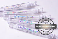 Clear Personalized Wedding Bubble Labels with Silver holographic Writing (Labels Only)